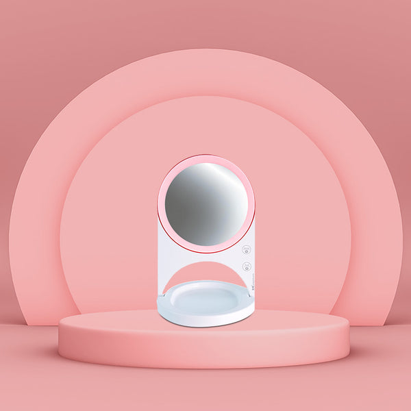 ESPEJO DE MAQULLAJE CON LUZ RECARGABLE.